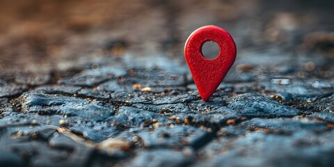 Wall Mural - Minimalist Geolocation Pin Character Marking Presence and Memories on Isolated Textured Background