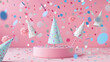 birthday party background, Balloons with confetti. Background template design with helium balloons for Party for Birthday and anniversary celebration, carnival. weddings