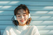 portrait of a asian girl with headphones