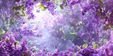 Fototapeta Miasto - A beautiful purple flower garden with butterflies flying around