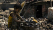 A child laborer working in unsafe conditions