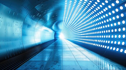 Poster - A striking underground backdrop, halftone dot pattern in bold blue and white, creating a strong visual contrast. Generative AI.