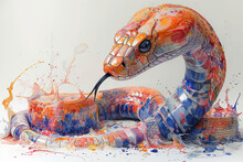Watercolor Style Of A Snake