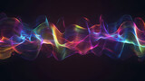 Fototapeta  - Sound wave oscillations in a spectrum of light on a stark dark background