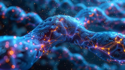 Aufkleber - Digital Representation of DNA Structure With Glowing Nodes