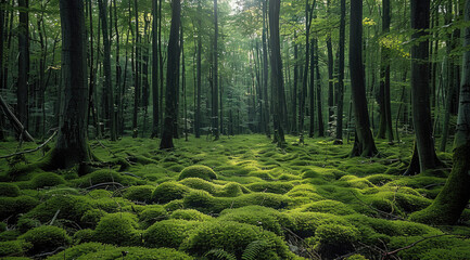 Poster - Tranquil forest with earthy tones. Generative AI.