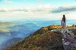 Scenic view of a female in Craggy Gardens on the Blue Ridge Parkway in North Carolina
