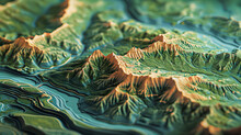 Maquetes De Mapas Em Terreno Montanhoso, Em Estilo Relevo 3D, Apresentando Um Conceito De Mapas Geológicos