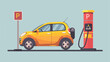 Car vehicle and parking meter design flat cartoon v