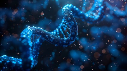 Aufkleber - Close-Up of Glowing DNA Helix in a Dark Biological Research Environment