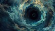 Mystical blue and green vortex in cosmos - The image showcases an eerie blue and green whirlpool, resembling a portal through time in the cosmic realm