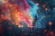 Inspiring Lightbulb Eureka Moment with Colorful Explosion of Creative Energy - Conceptual 3D Illustration