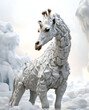 beautifful  white giraffe standing at ice water in Arctic ocean. close up. Digital conceptual  artwork. Ai generated