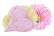 Dekoration mit rosa Herz und Blumen  Hintergrund transparent PNG cut out   Pink Love Heart and Flowers
