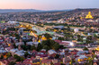 Panoramic view of Tbilisi city from Narikala fortress after the sunset