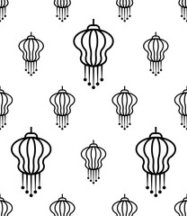 Sticker - Lantern Icon Seamless Pattern, Camping Lantern Icon, Traditional Lantern Icon