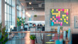 interior of a modern office building. Post it stickers on board