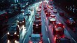 Busy Night Traffic on Urban Highway
