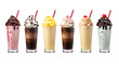 icecream milkshake on white isolated on clear png background and transparent background. food drink and dessert concept for cafe and restaurent, AI generative.	
