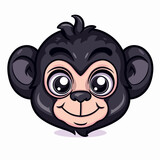 Fototapeta  - Cute monkey face on a white background. Vector illustration of a funny monkey