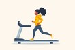 Woman running in a gym flat cartoon illustration