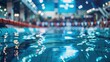 Empty swimming pool before sports racing swimming competition blurred background