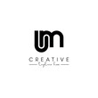 Creative unique letter UM MU initial based stylish artistic logo design.