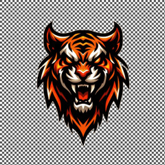 Wall Mural - vector style of tiger, menacing creature suitable for a logo with a tranasparent background