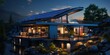 realistic concept of solar energy,minimalistic design with rule or third for The house utilized solar panels to power the home's