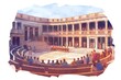 Ancient Roman amphitheater flat cartoon illustration