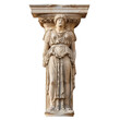 Caryatid of Greek Art objsect iolate on transparent png.
