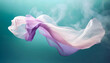 Abstract Beautiful silk pastel pink violet white cloth floating flying in the air on digital art concept, Generative AI.