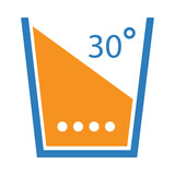 Fototapeta  - 30, 30 degree, water, liquid, warm, pot, glass, 30 degrees washing laundry symbol icon