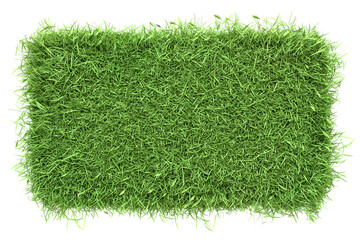 top view of a dense, green grass patch with a vibrant texture, perfect for garden landscaping, isola