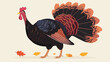 Thanksgiving day turkey flat cartoon vactor illustration