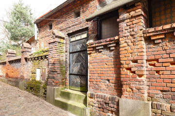 Brick wall, old prussian architecture in Gniezno