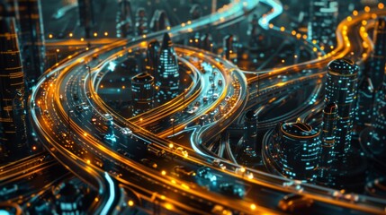 Poster - Glowing Futuristic Cityscape at Night