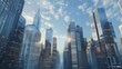 A breathtaking cityscape captured in a captivating 3D rendering of a towering metropolis AI Image