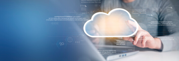 Wall Mural - cloud computing virtual screen Cloud technology.