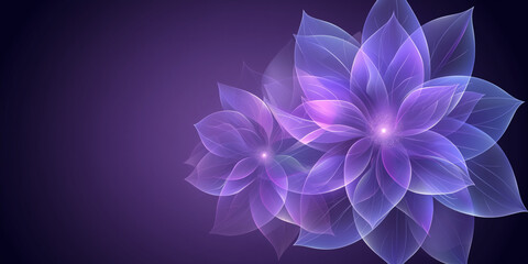 Sticker - Abstract floral purple background, transparent 3d flower