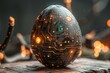 This Greeting card has an abstract 3D egg with a circuit board texture. It is created with Modern Illustrator EPS 10 format.