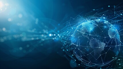 Poster - Global network technology concept, globe containing futuristic elements