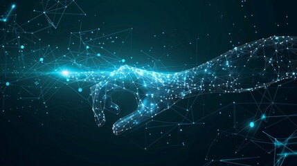 Leinwandbilder - Image of a hand reaching with futuristic element, representing deep learning or digital transformation
