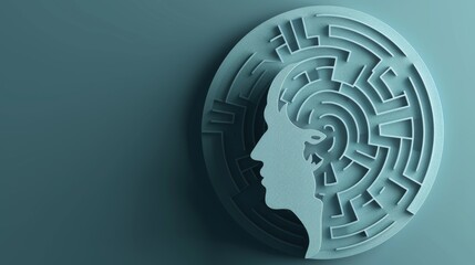 Wall Mural - Graphic depicting a human head and a maze or labyrinth illustrating brainstorming or creative thinking