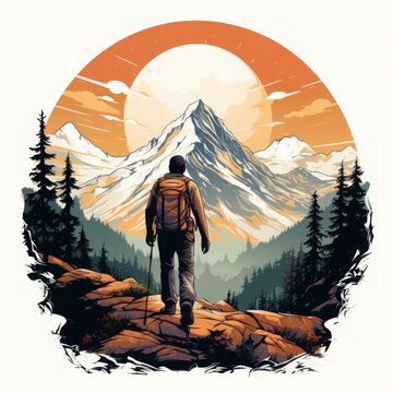 hiking illustrator design white background
