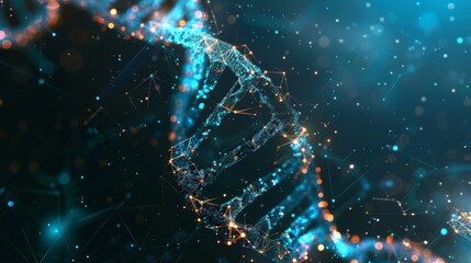 Poster - Science-themed graphic of low poly DNA with futuristic elements