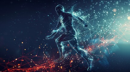 Poster - An element of futuristic technology in sport science, with a polygon runner concept