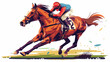 Vector illustration of a racing horse and jockey flat