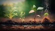 Small plants that have just grown are very fresh watered Generate AI