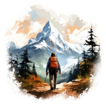 hiking illustrator design white background